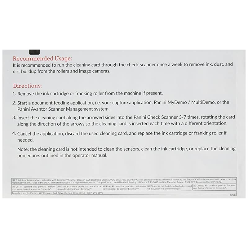 Panini Check Scanner Cleaning Cards featuring  (15 cards)