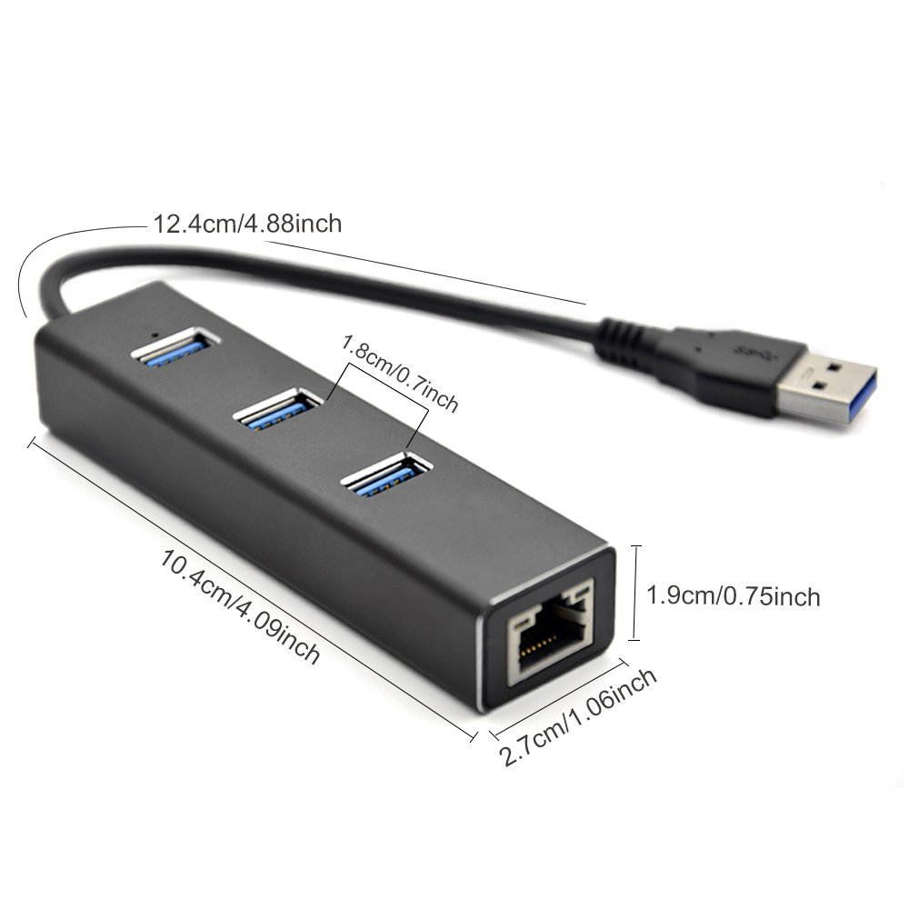 3-Port USB 3.0 Hub, LYFNLOVE Aluminum USB Hub with Gigabit Ethernet Port Lan Network Adapter for Mac, Laptop MacBook Pro/Air, Surface Pro 4