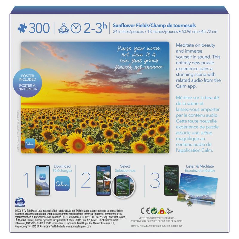 Spin Master Calm App: Sunflower Fields Jigsaw Puzzle - 300pc