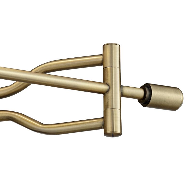 Barnes and Ivy Modern Swing Arm Wall Lamp Brushed Satin Brass Plug-In Light Fixture White Linen Empire Shade for Bedroom Bedside