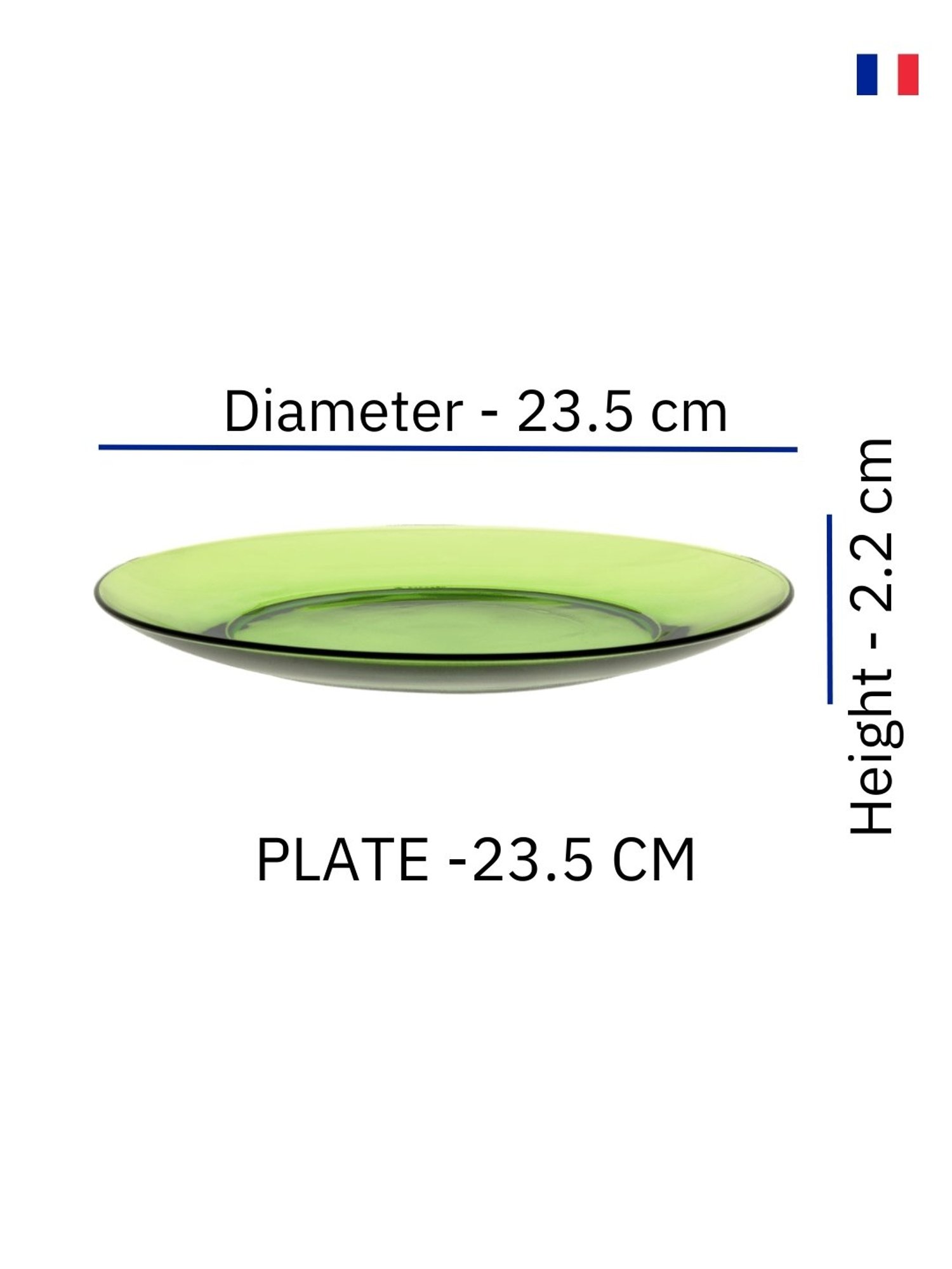 Duralex Solid Green Glass Dinner Plate - Set of 6 (23.5cm)