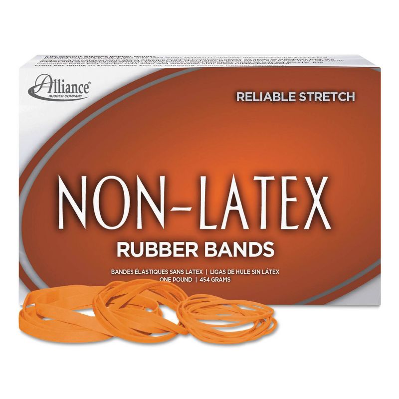 Alliance Non Latex Orange Rubber Bands, Size 64, 3-1/2 x 1/4, 380 Bands/1lb Box