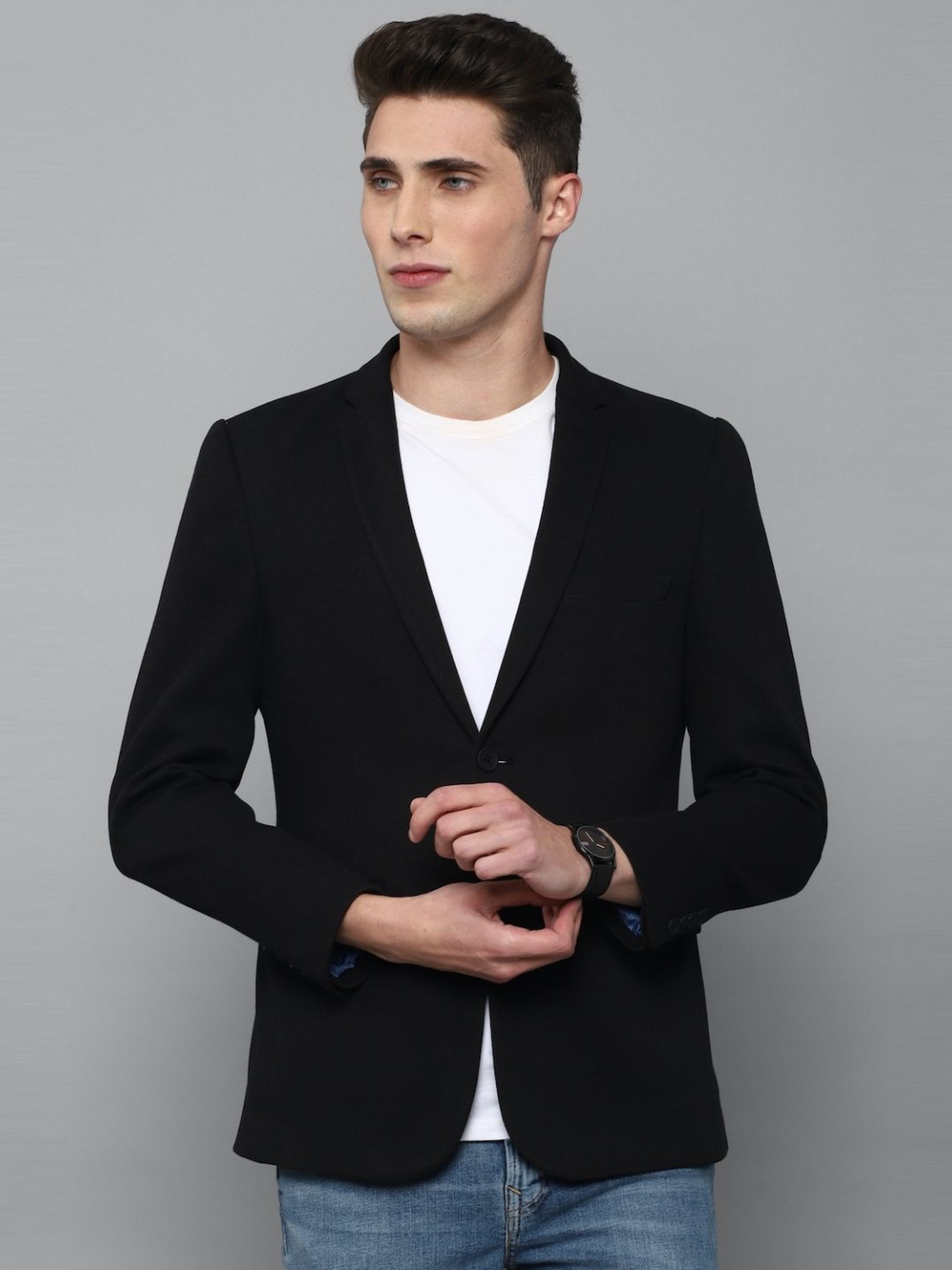 Louis Philippe Sport Black Cotton Slim Fit Blazer
