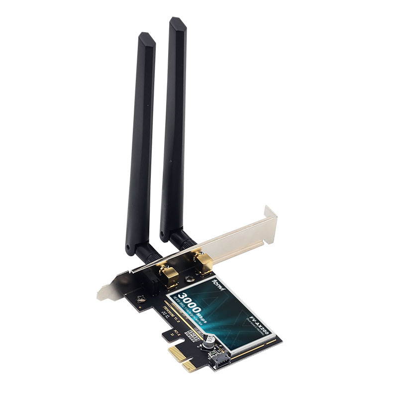 fenvi PCE-AX200 Wireless AX3000 PCIe Desktop WiFi 6 Adapter Intel AX200, Up to 2400Mbps(5Ghz), 574Mbps(2.4Ghz), Bluetooth 5.0, IEEE 802.11ac, MU-MIMO, Windows 10*64bit, AX200NGW Wifi Card, PCI Express