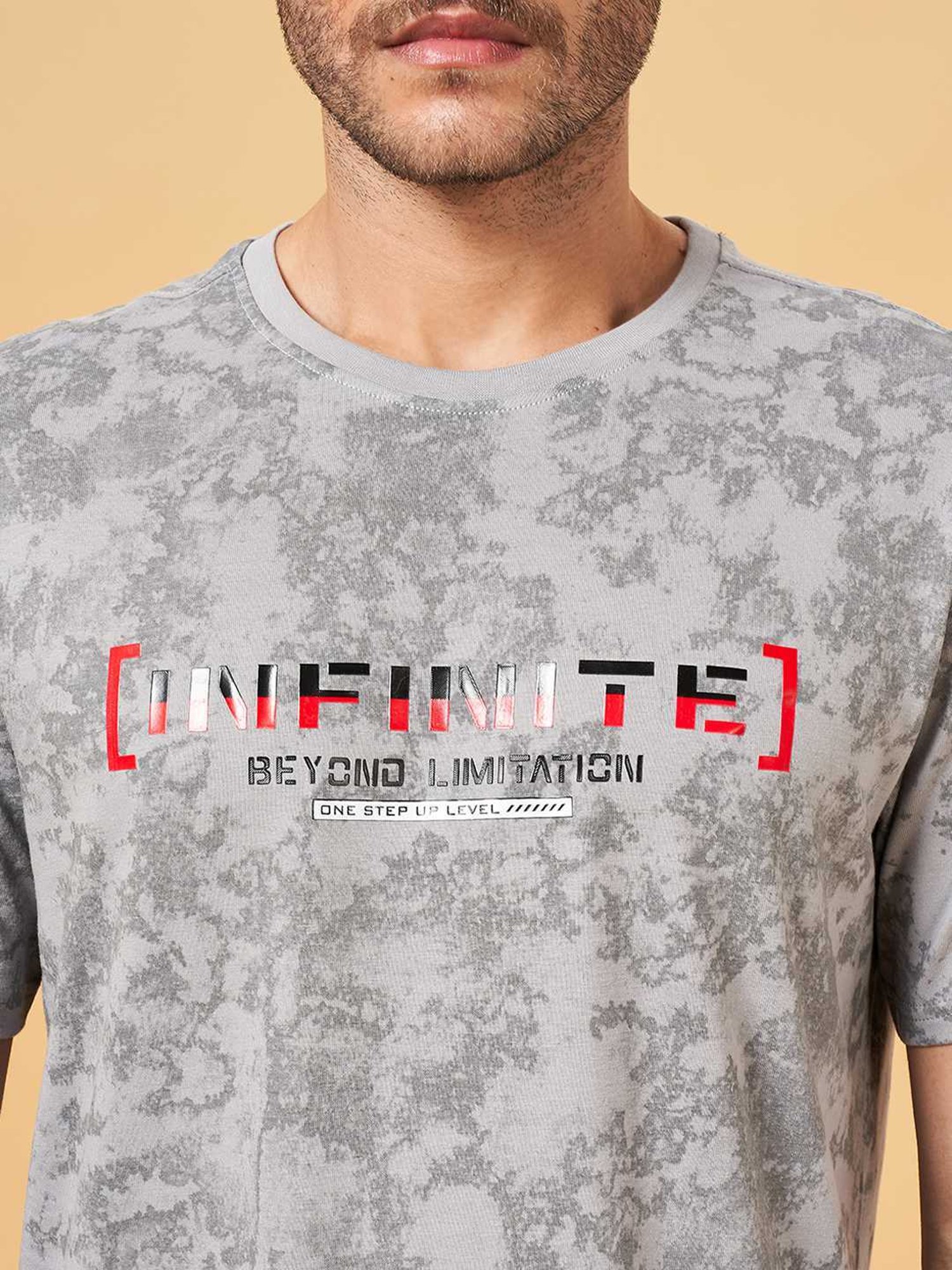 Street 808 by Pantaloons Grey Regular Fit Printed T-Shirt