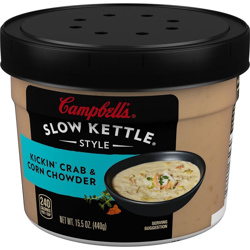 Campbell's Slow Kettle Style Kickin' Crab & Corn Chowder Soup Microwaveable Bowl 15.5oz