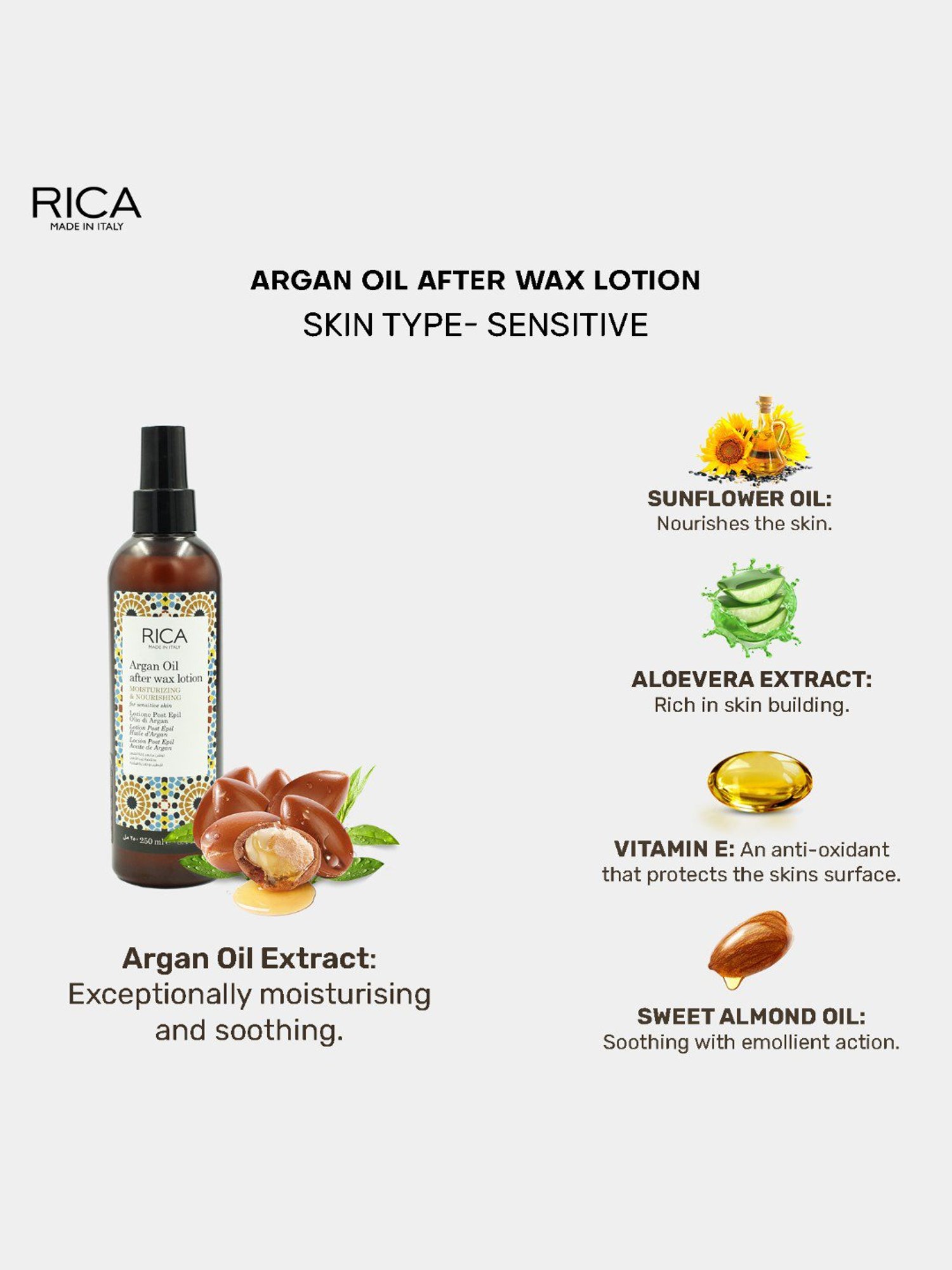 Rica Argan After Waxing Lotion - 250 ml