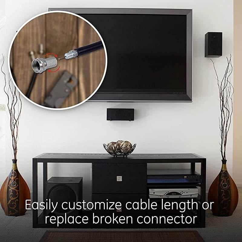 RG6 TwistOn F Connectors 100Pack FType Coaxial Connectors Replace Broken Connectors and Assemble RG6 Coax Cables No Tools Required with Resealable Bag 51280