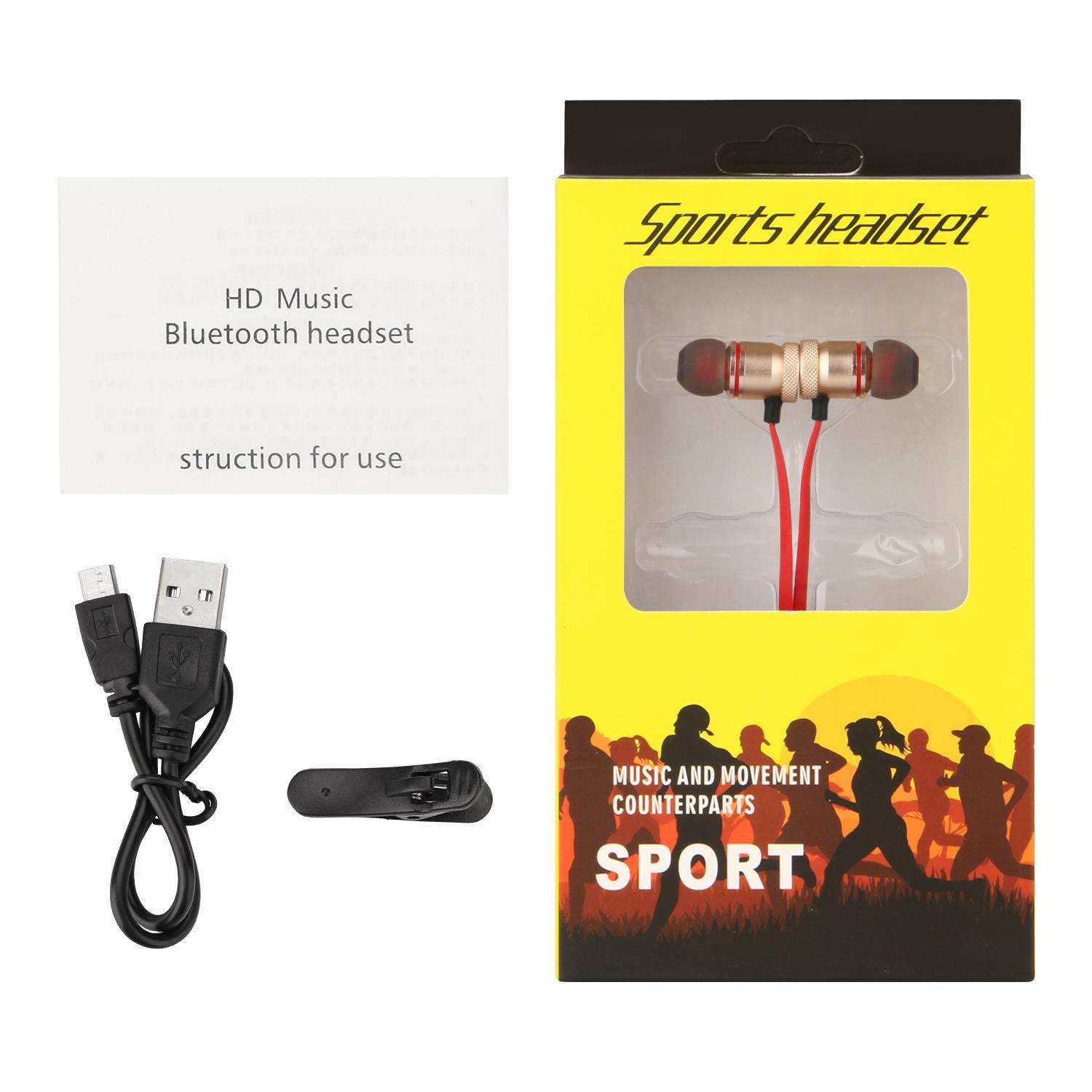 AGPtek Metal Magnetic Wireless Bluetooth Earphone Sports Headset Stereo Bass Headphone