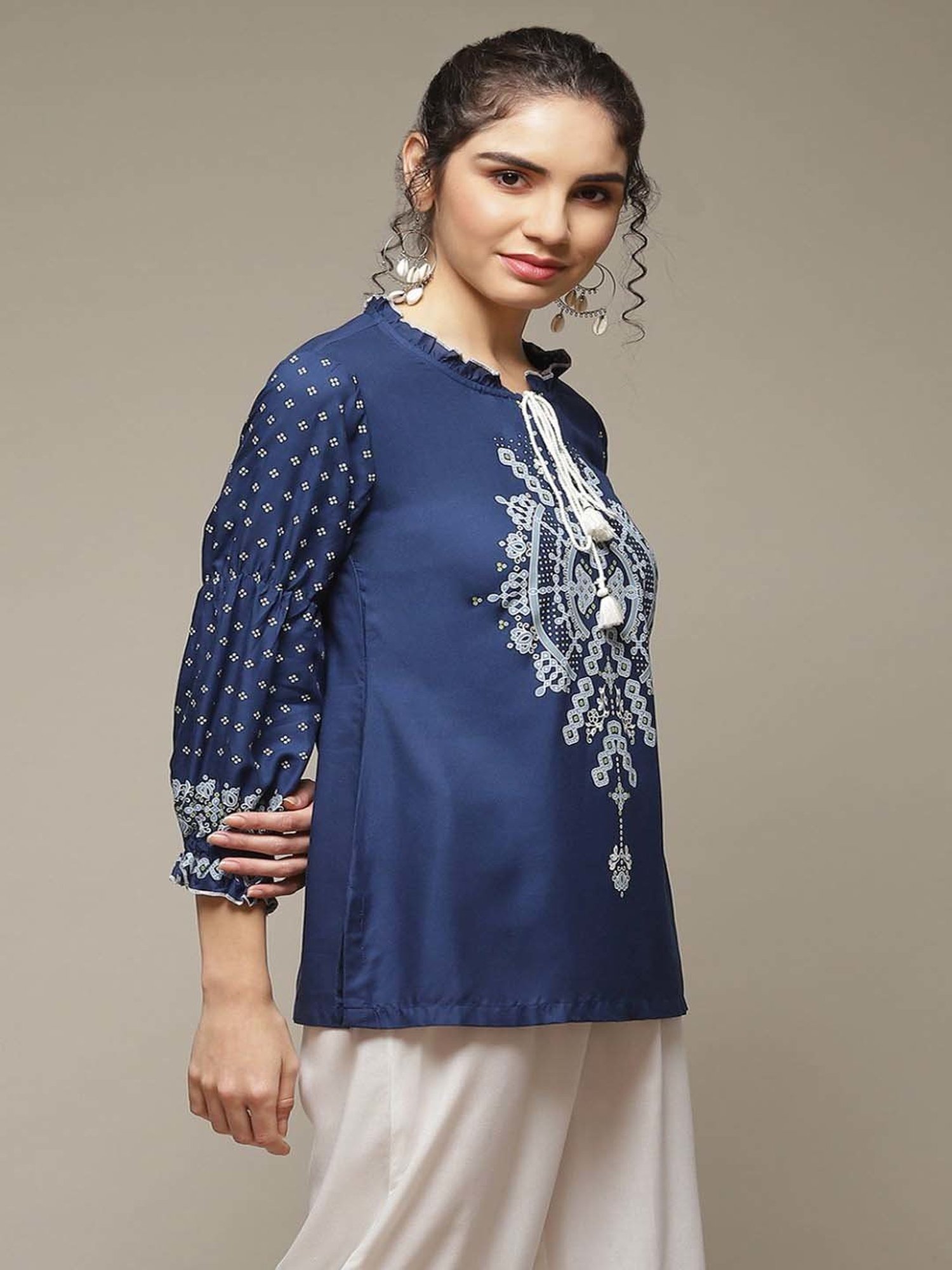 Rangriti Blue Printed Top