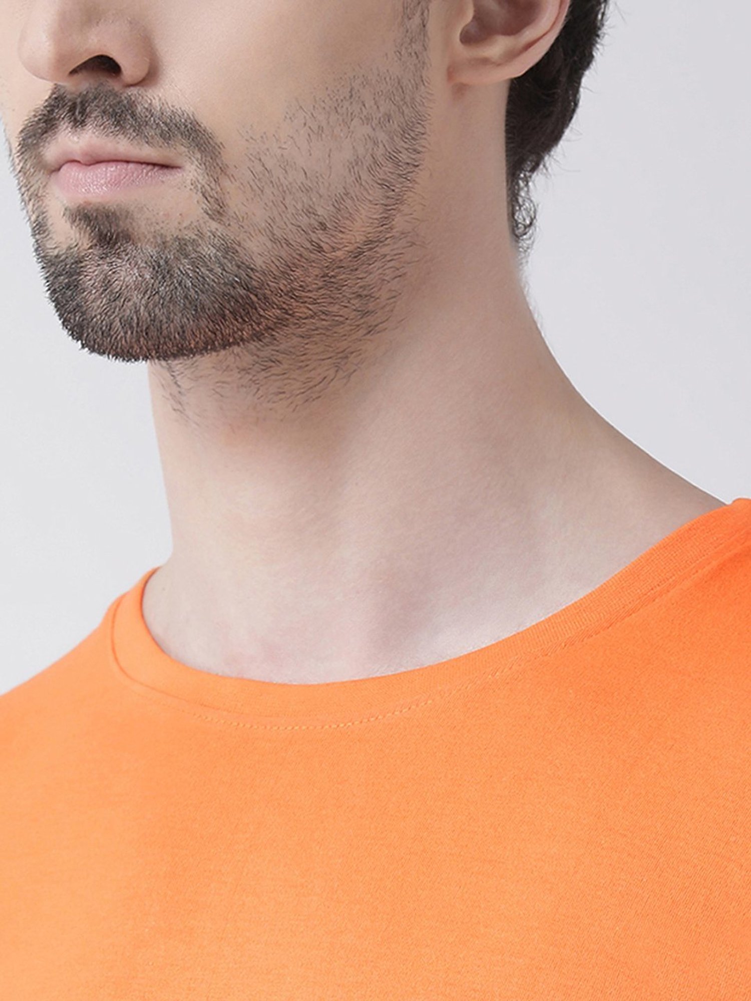 Friskers Orange Cotton Slim Fit Printed T-Shirt