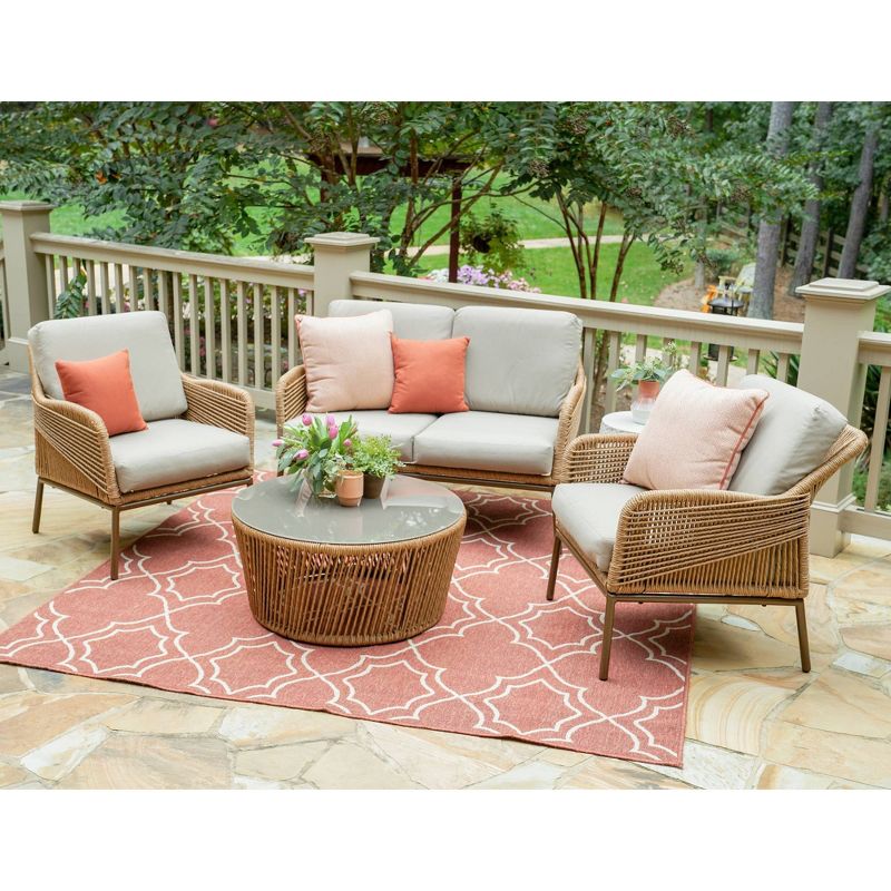 Terrell 4pc Patio Seating Set - Tan - Leisure Made