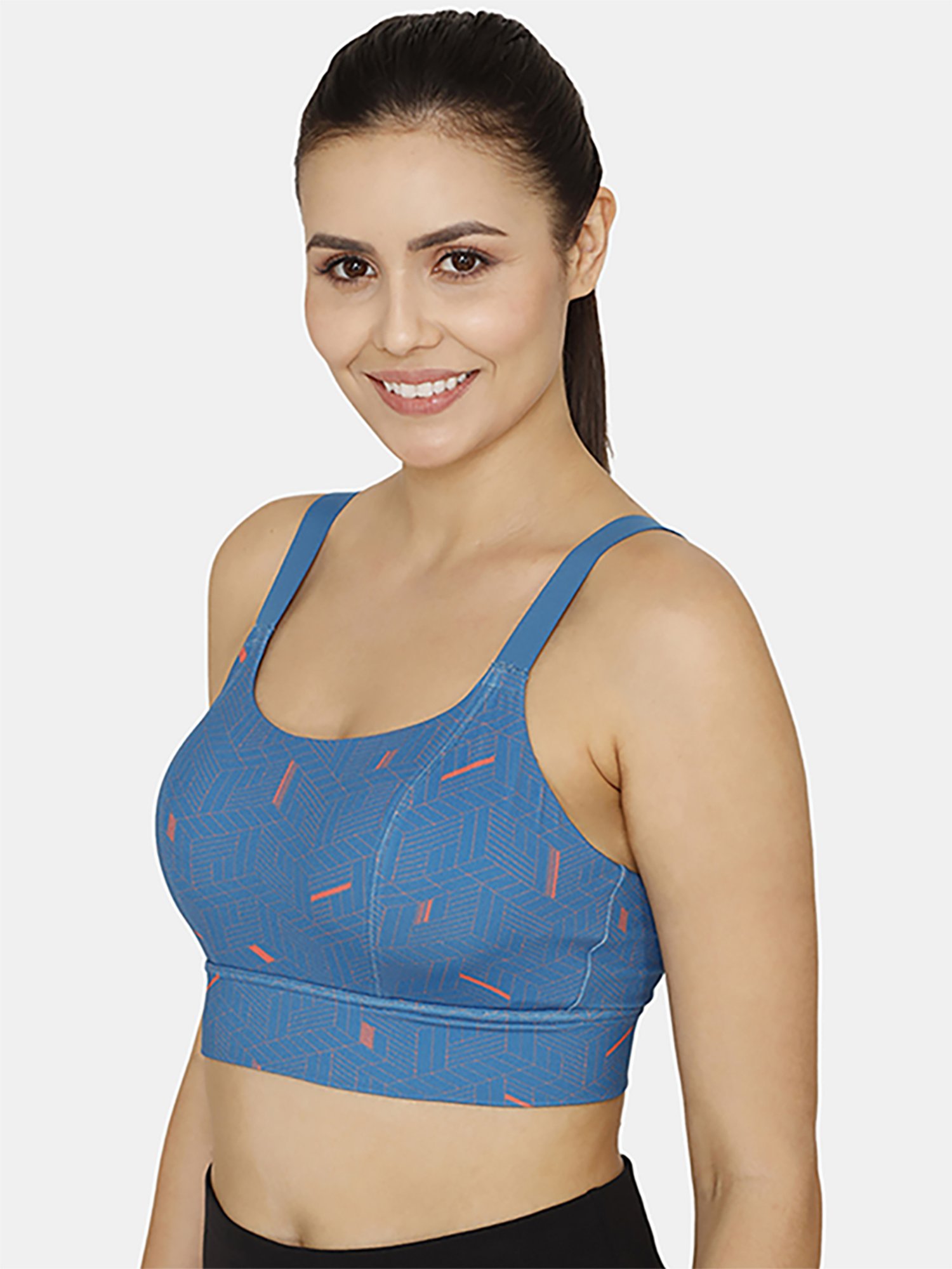 Zelocity by Zivame Blue Printed Sports Bra