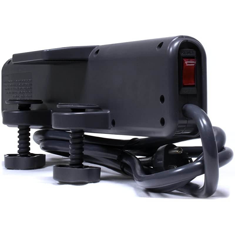 6 AC Outlet Surge Protector with Clamp Mount for Workbench or Desk. Built-in 10.5W 2-Port USB Power for Android, Apple iOS, and Windows Mobile Devices.