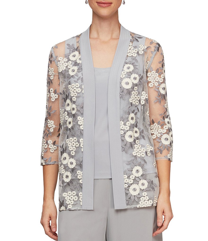 Alex Evenings Stretch Velvet Long Sleeve Ruched Beaded Accent Collar Boat Neck Blouse