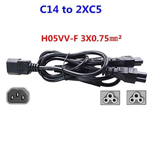 Tekit C14 to C13+NEMA 5-15R Y Splitter Power Plug Cord,Single IEC 320 C14 Male to C13+Nema 5-15R Female Splitter Adapter Cable Cord ,1ft /30mm