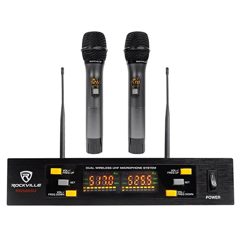 Dual UHF 15 Channel Metal Handheld Wireless Microphone System RWM65U