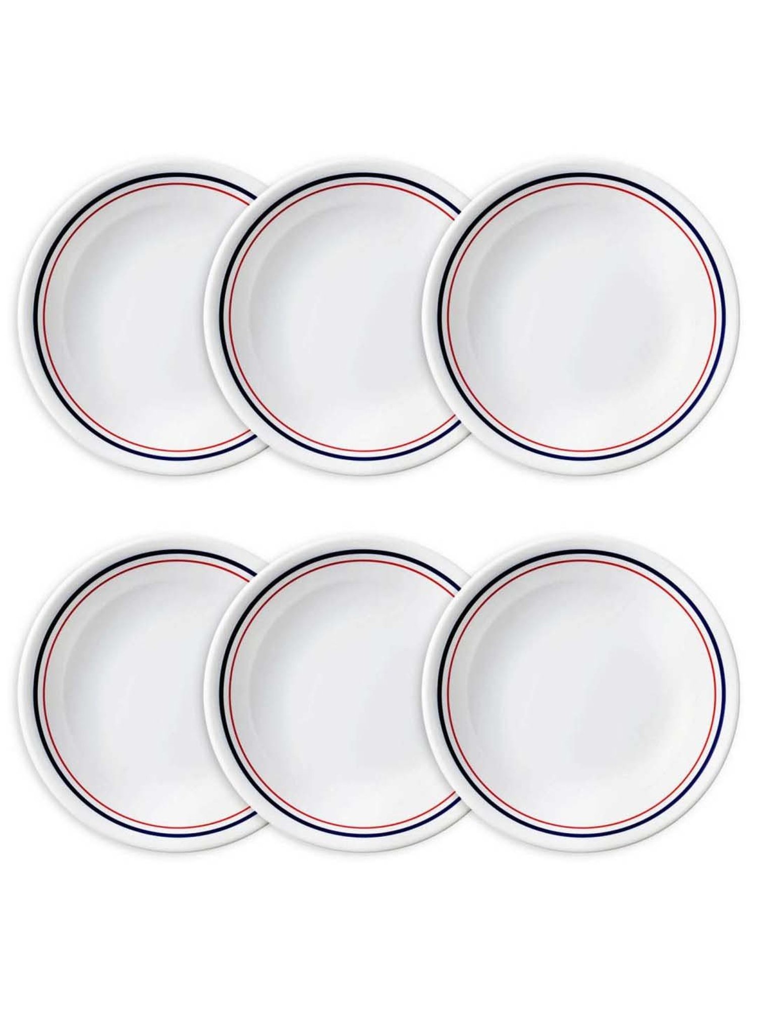 Corelle Livingware Double Ring Red-N-Blue Pack Of 6 17cm Soup Plate Double Ring Rnb 413