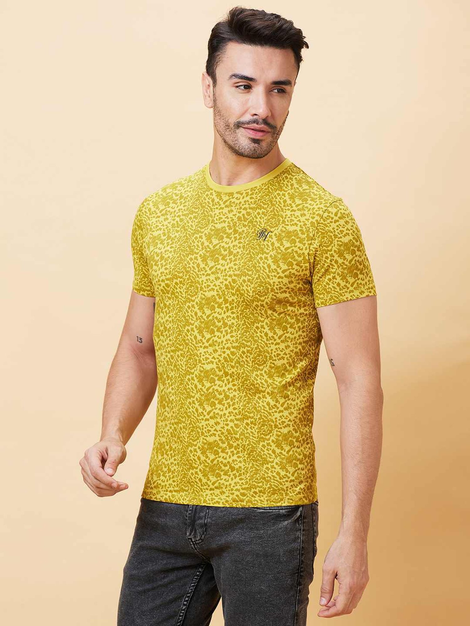 Being Human Dark Green Regular Fit Printed T-Shirt