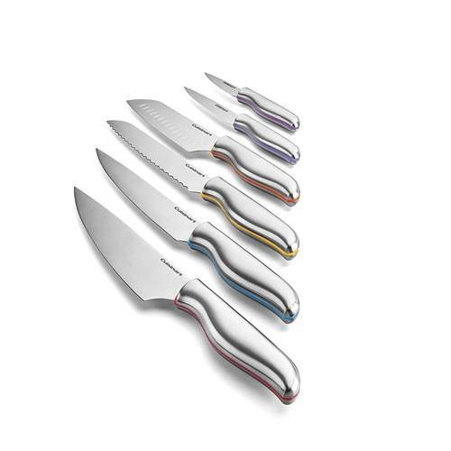 Cuisinart 12 Piece Stainless Steel Color Band Knife Set with Blade Guards C77-12PCS