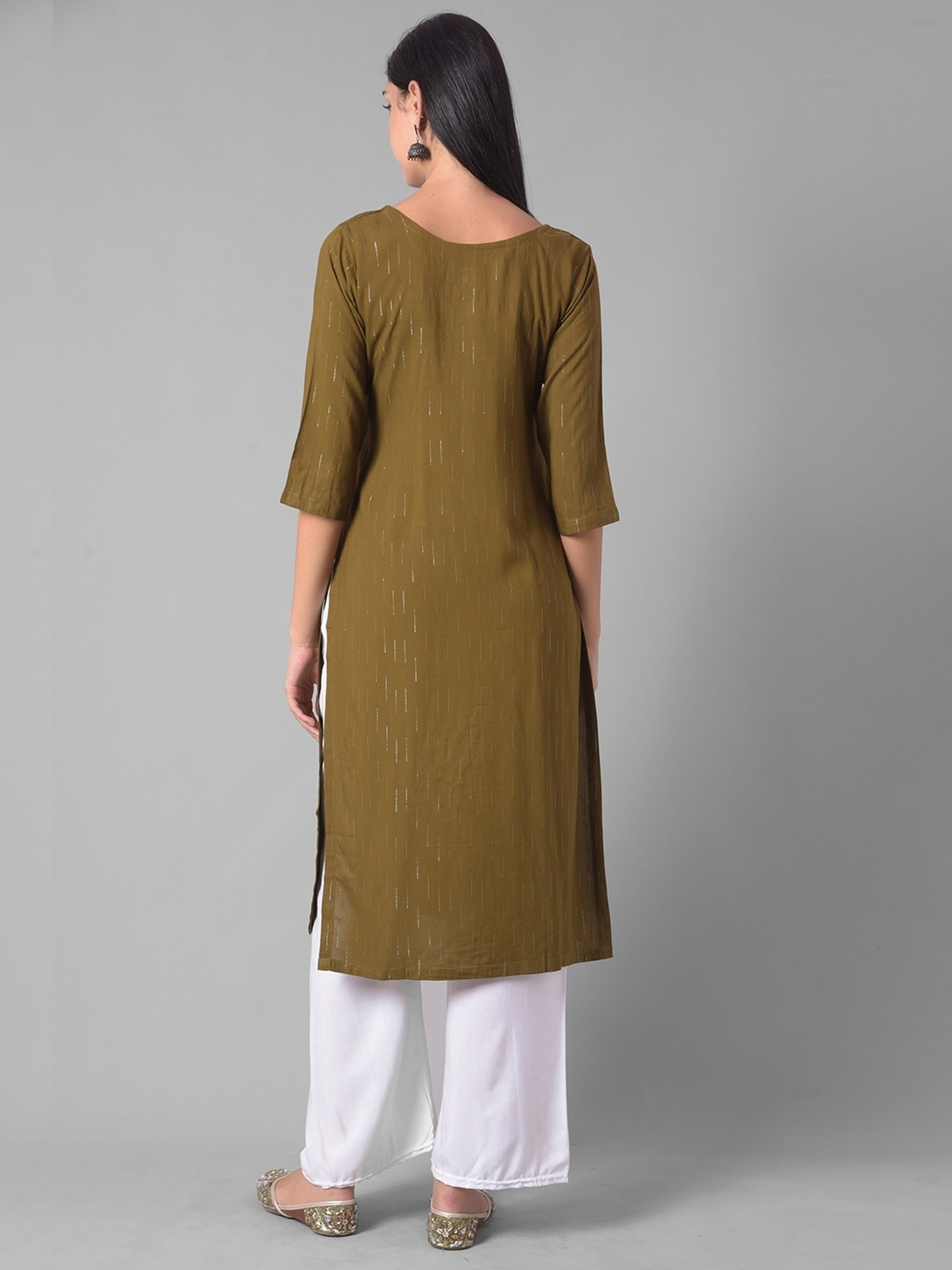Dollar Missy Green Embellished Straight Kurta