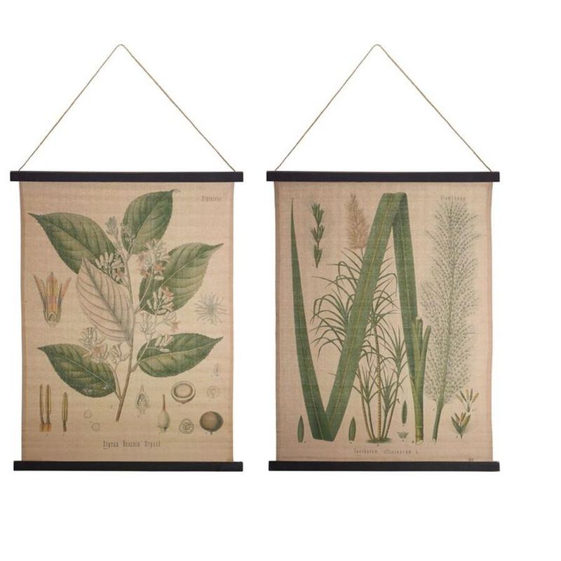 Melrose Set of 2 Miscellaneous Green Foliage Cotton Wall Hangings 32"