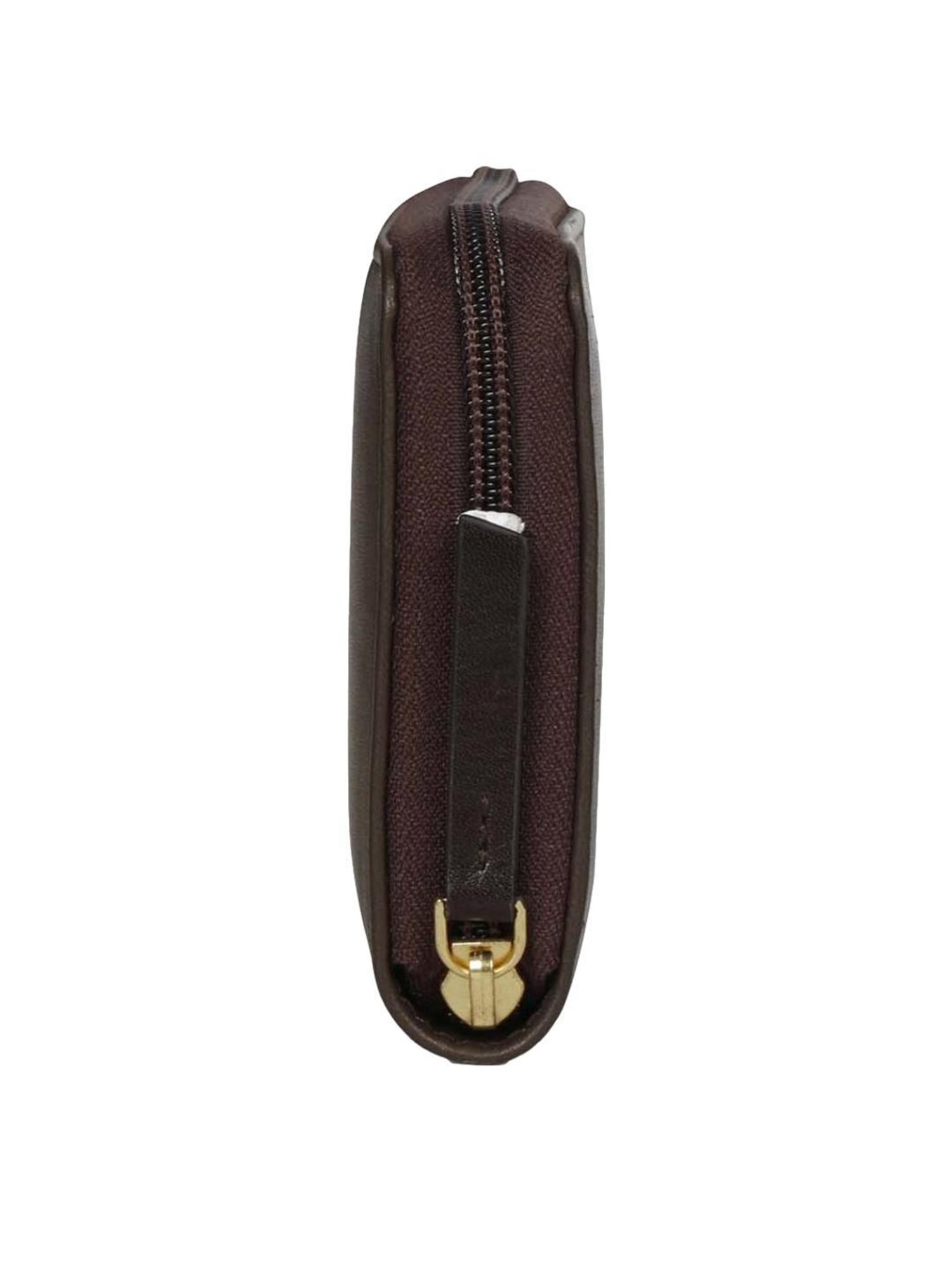 Favore Dark Brown Solid Small Zip Around Wallet