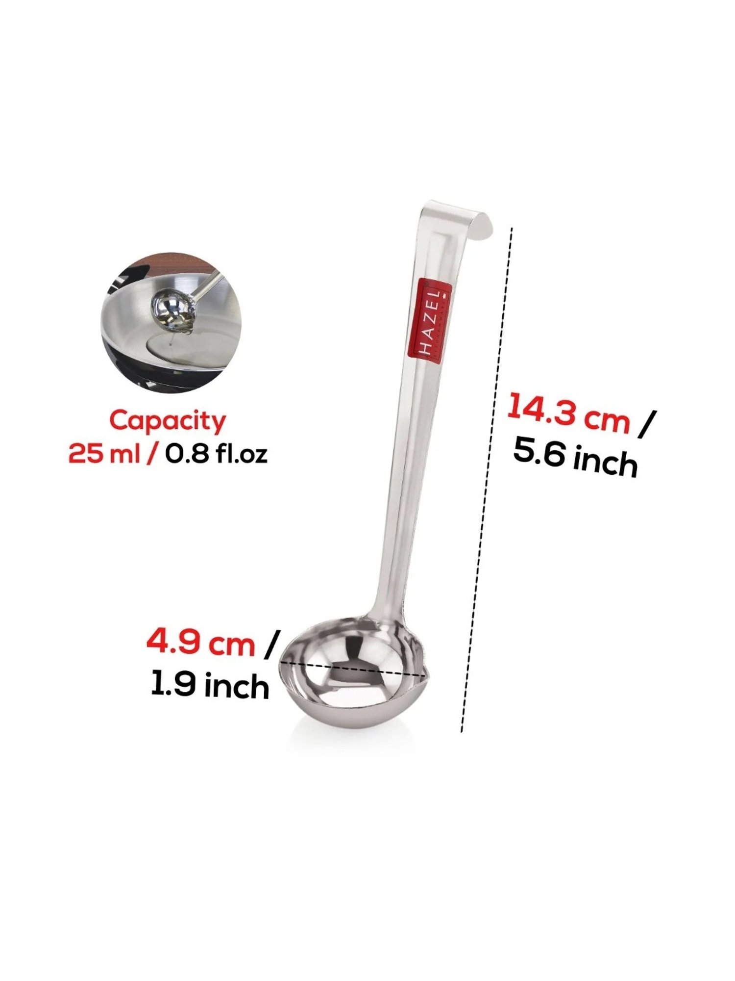 HAZEL Silver Stainless Steel Ghee Tipri Spoon Pali Ladle