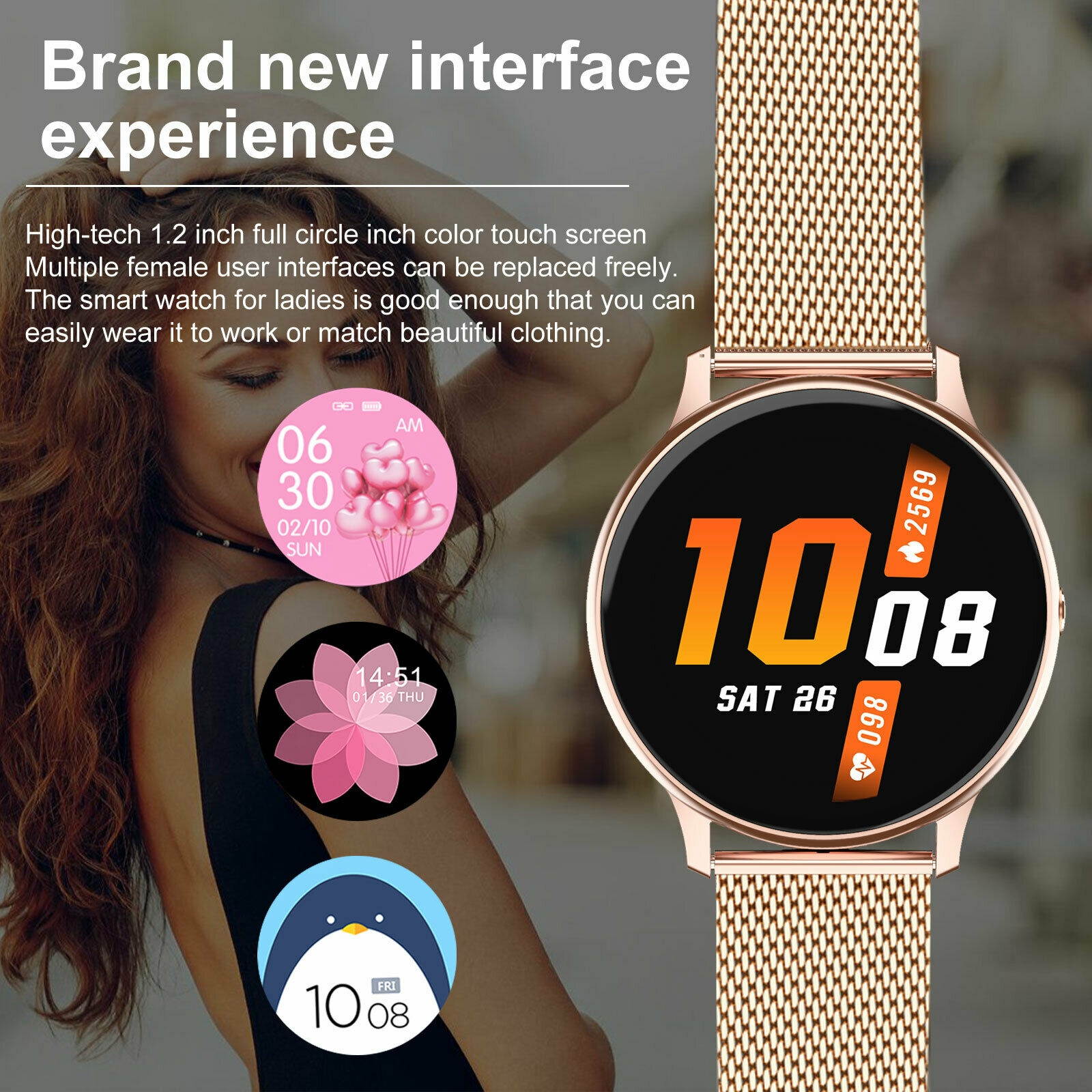 Women ECG Smart Watch IP67 Waterproof Phone Mate For iphone IOS Android