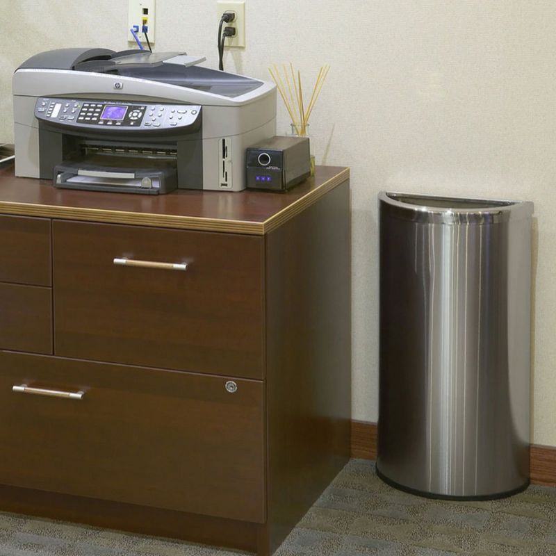 Commercial Zone 783929 Heavy Duty Durable 15 Gallon Open Top Trash Can and Waste Bin Container with Galvanized Half Moon Design, Silver