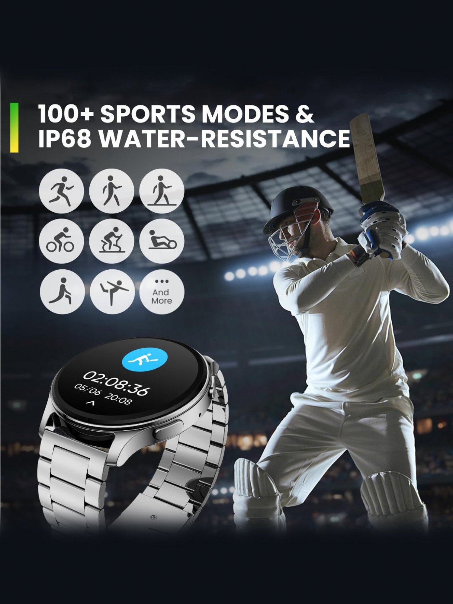 Amazfit Pop 3R BT Calling Smartwatch with 1.43inch AMOLED Display & 12 Day Battery (Metallic Sliver)