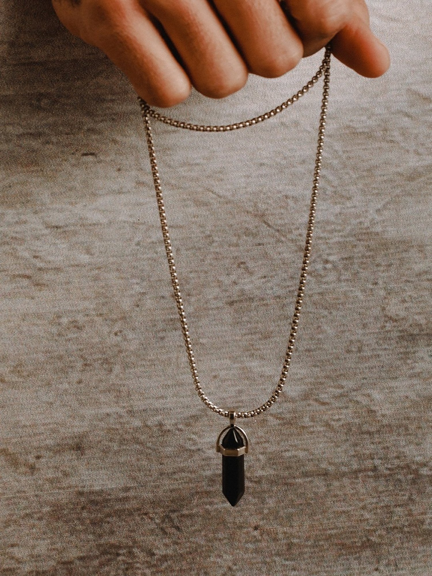 Aatmana Men Silver-Toned & Black Silver-Plated Pendant Necklace