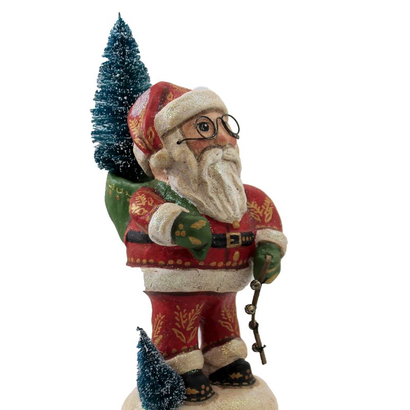 Charles Mcclenning 9.75" Santa With Bells Christmas Tree Snow  -  Decorative Figurines