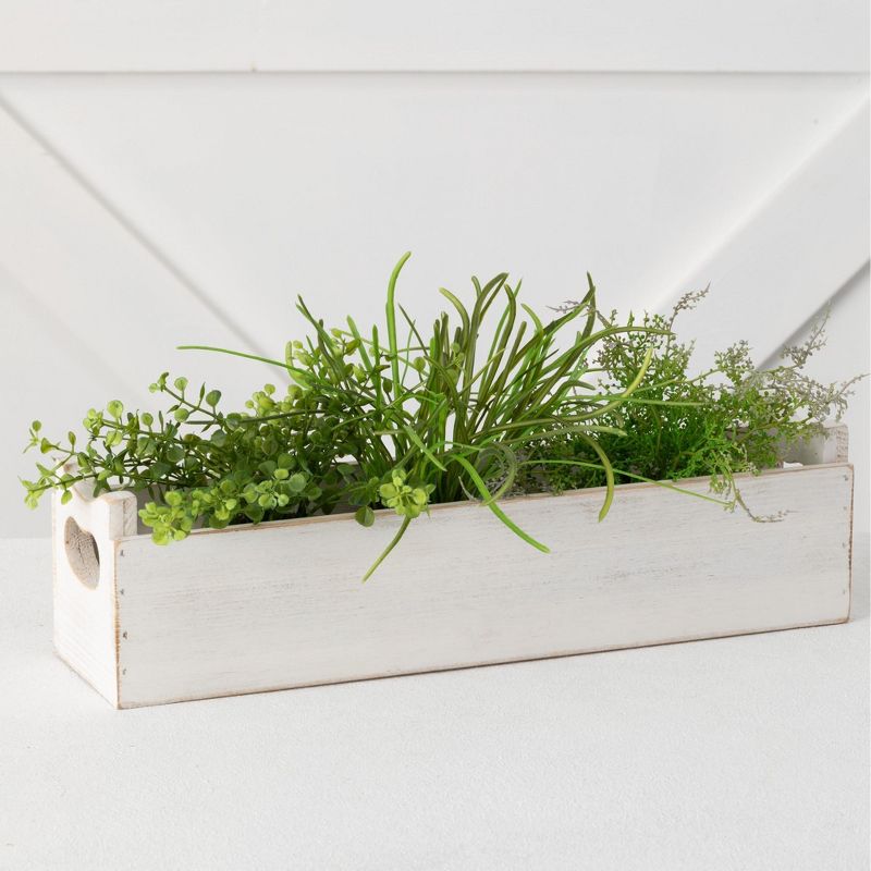 Sullivans Wooden Table Container 4"H Off-White