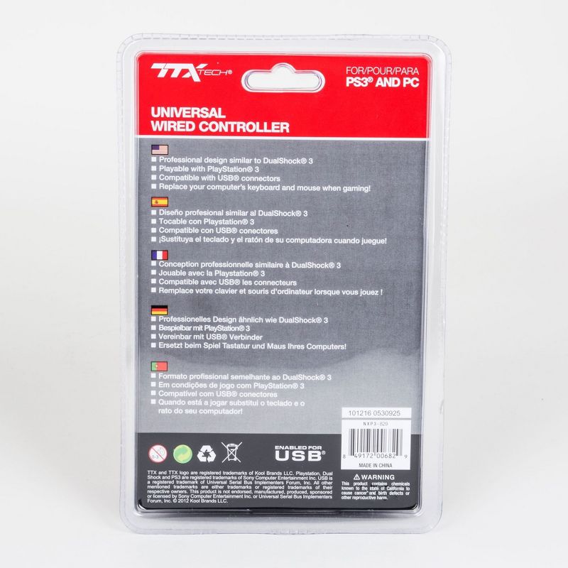 TTX Tech Analog Wired USB Controller Compatible with PlayStation 3/PC, Clear Blue