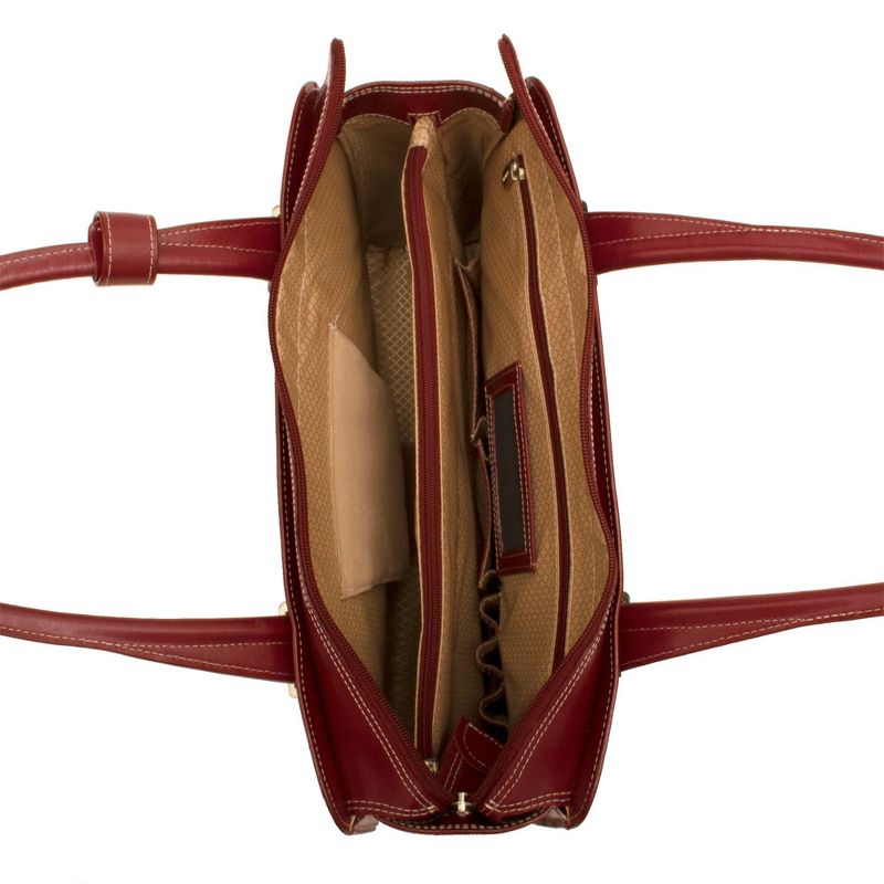 McKlein Verona 15" Leather Fly-Through Checkpoint-Friendly Ladies' Laptop Handbag - Red