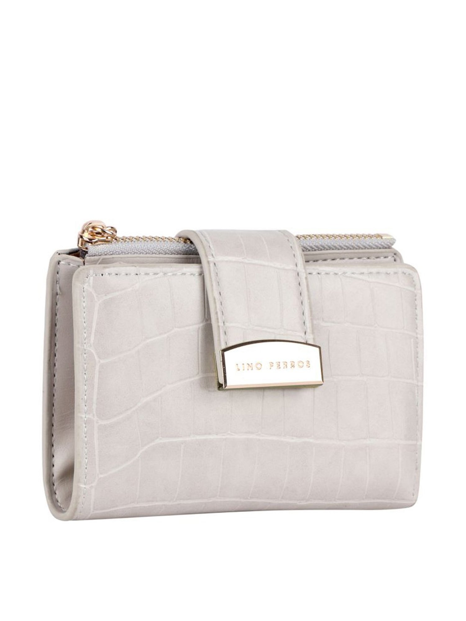 Lino Perros Grey Textured Bi-Fold Wallet for Women