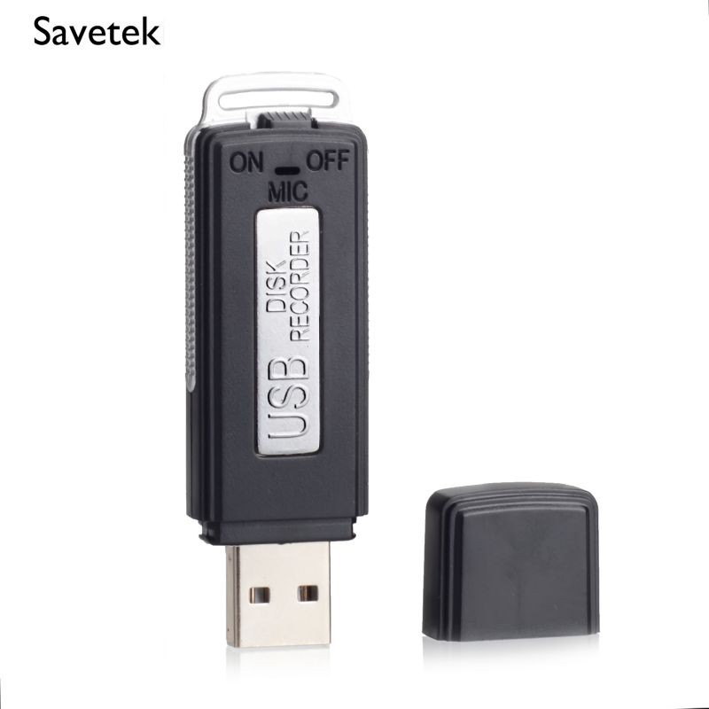2 in 1 Mini USB Pen 8GB 16GB Key Chain Digital Audio Voice Recorder 384KBPS A Key Recording 70hours Recording Black