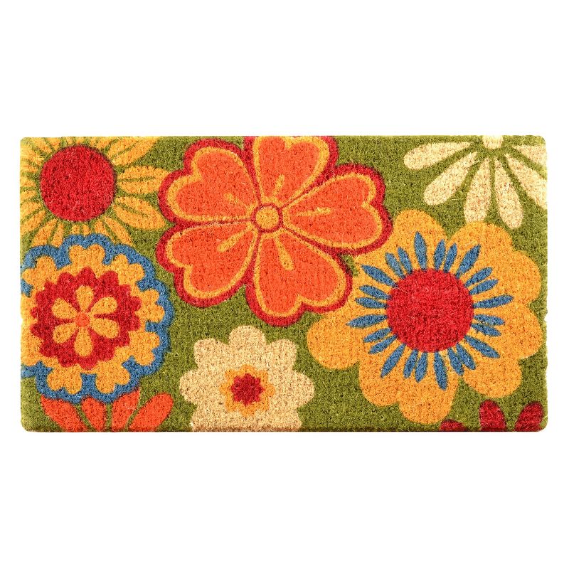 HomeTrax Coir Mat Doormat - Summer Flower (18" x 30")