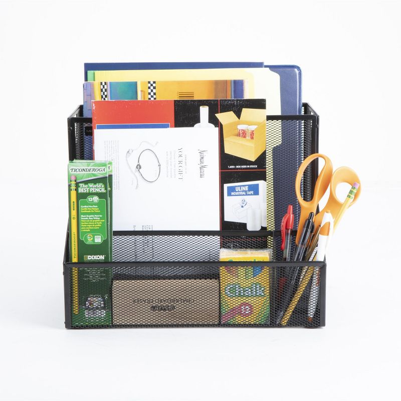 Mind Reader Metal Mesh Large File Organizer Storage Basket, Black