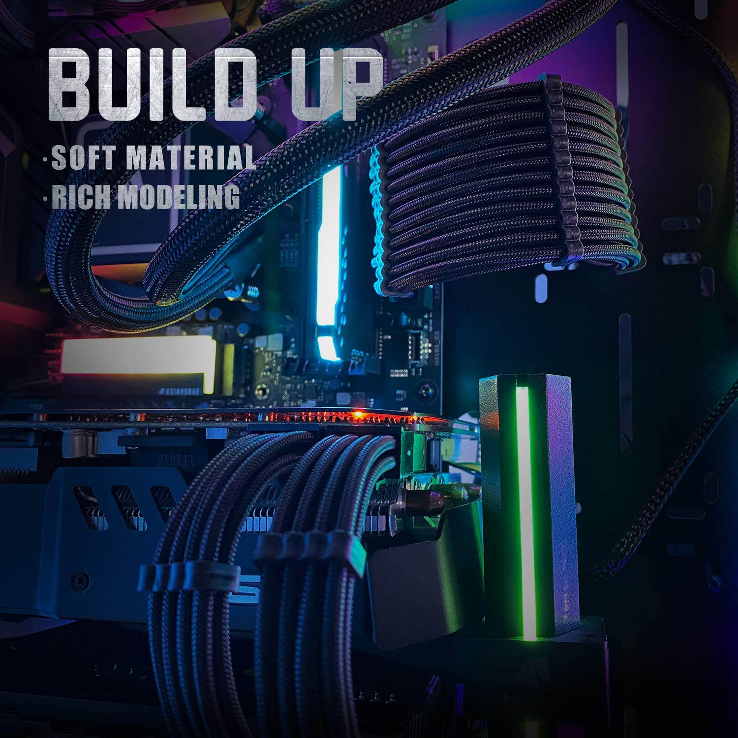 Asiahorse PSU PCIe 6 Pin to PCIe 8 Pin Power Adapter  Extension Cable Sleeved PC Power Supply Braided  Cable triple Pack(300MM - Black & White)