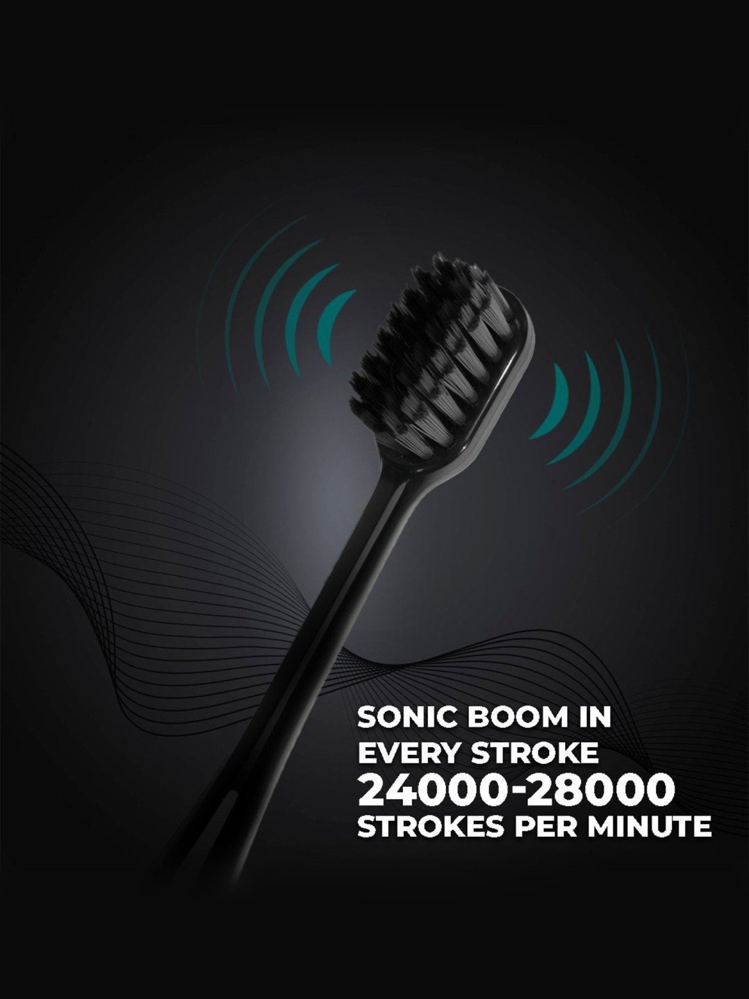 Winston Sonic Electric Toothbrush with Charcoal Bristles AAA Battery Operated (Black)