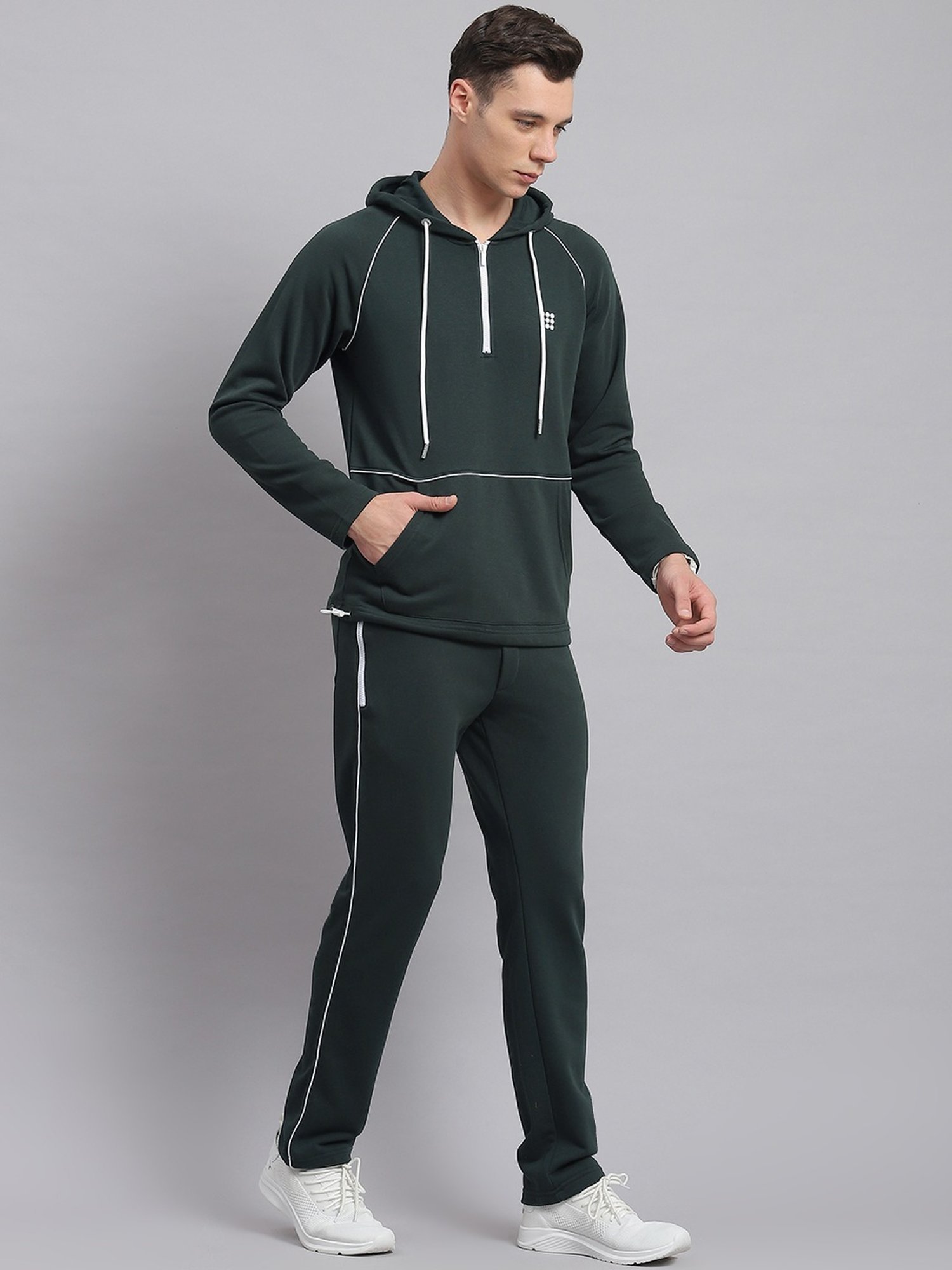 Rock.it Bottle Green Regular Fit Striped Tracksuit