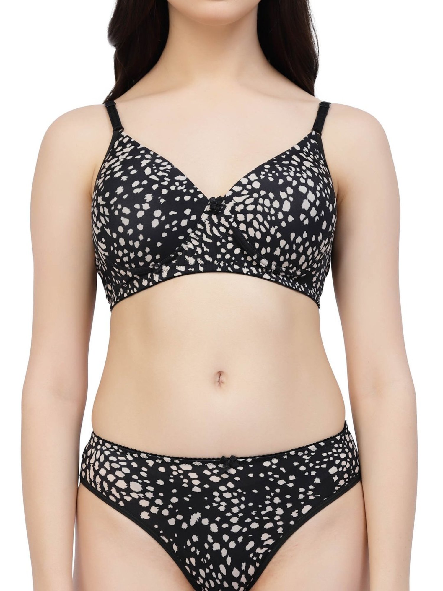 Cukoo Black Printed Everyday Bra Panty Set