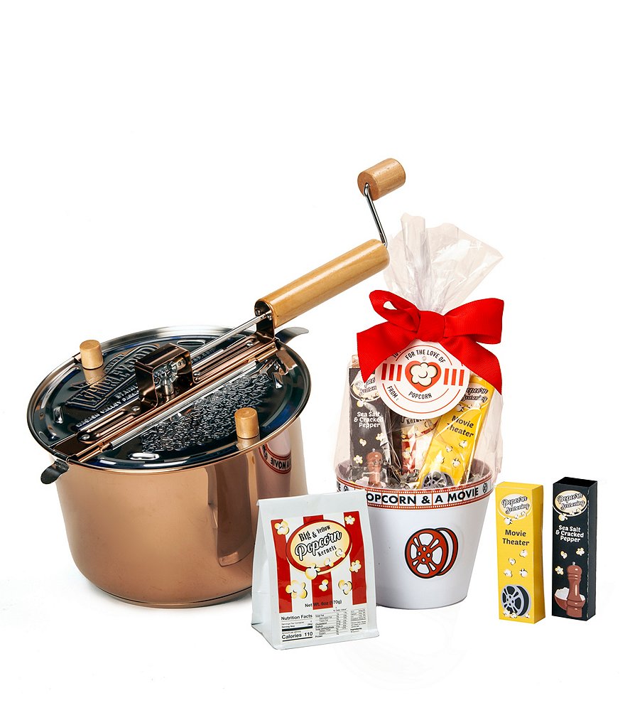 Wabash Valley Farms Copper Plated Stainless Steel Whirley Pop and Cello Popcorn Gift Set