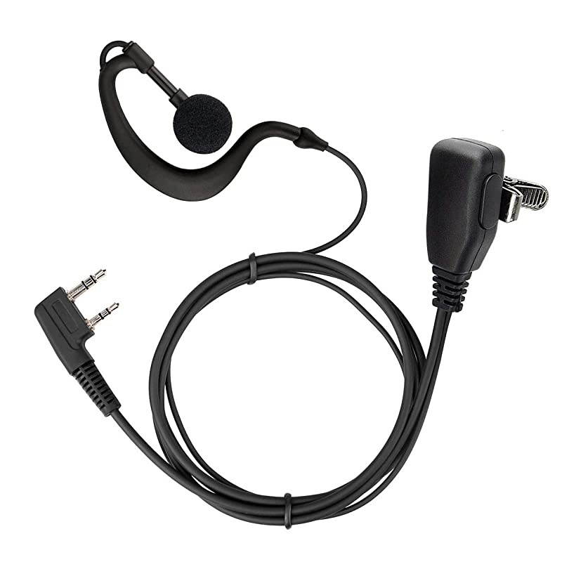 Walkie Talkie Earpiece Headset, 2 Pin 2.5mm/3.5mm G Shape Two Way Radio Headset with PTT Mic, Compatible with UV5R 888S UV-82HP BF-F8HP Kenwood Retevis H-777 RT21 RT22, 10 Pack