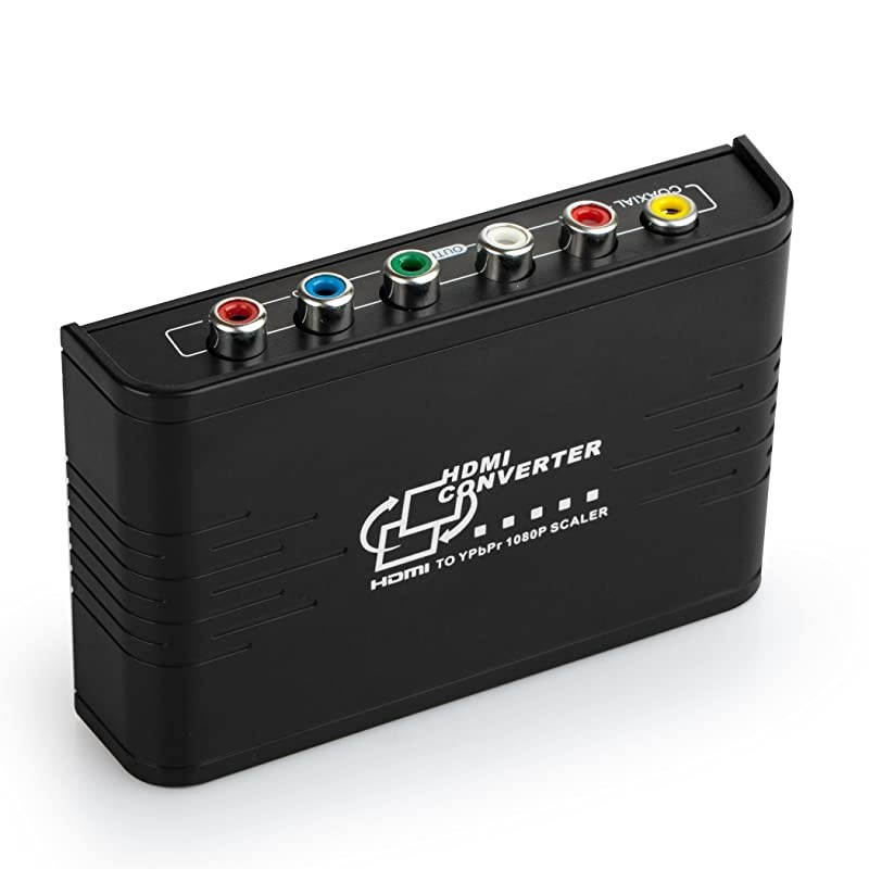 HDMI to 1080P Component Video (YPbPr) Scaler Converter Adapter with Coaxial Audio Output + R / L Audio Support Windows 10,Black