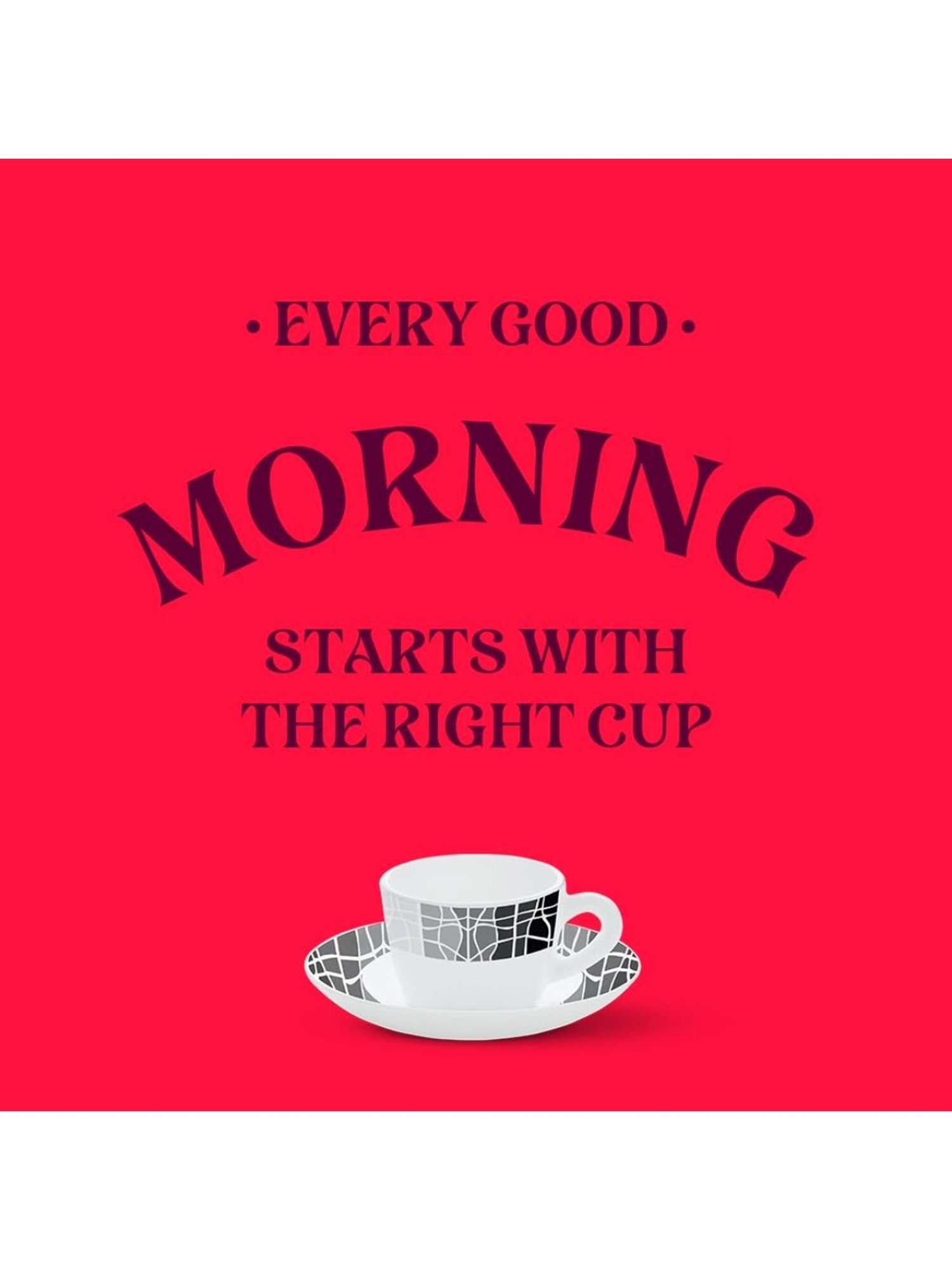 Larah by Borosil White Ceramic Opalware Cup and Saucer Set of 12 140ml