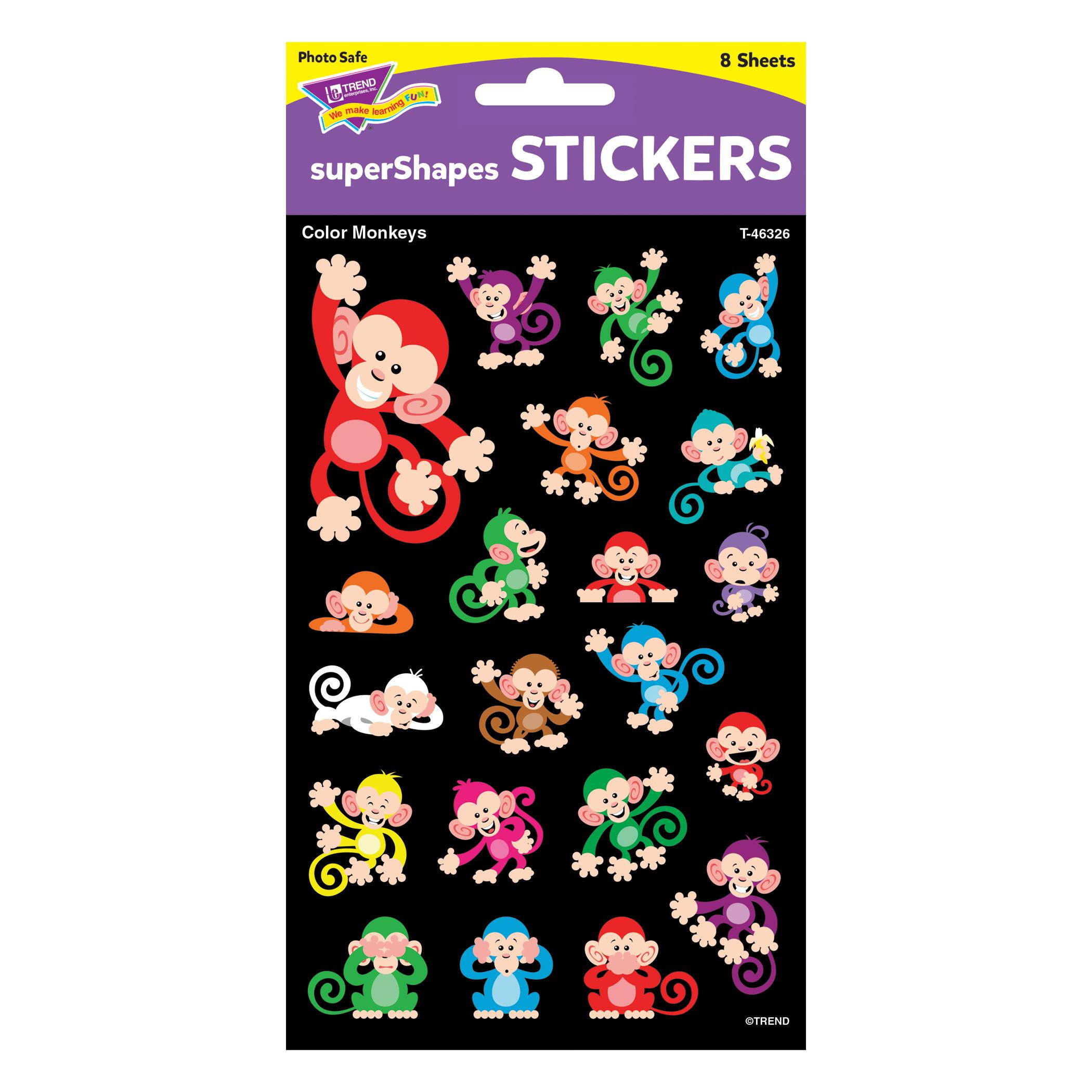 Trend Enterprises Inc. T-46326 Color Monkeys Supershapes Stickers Large
