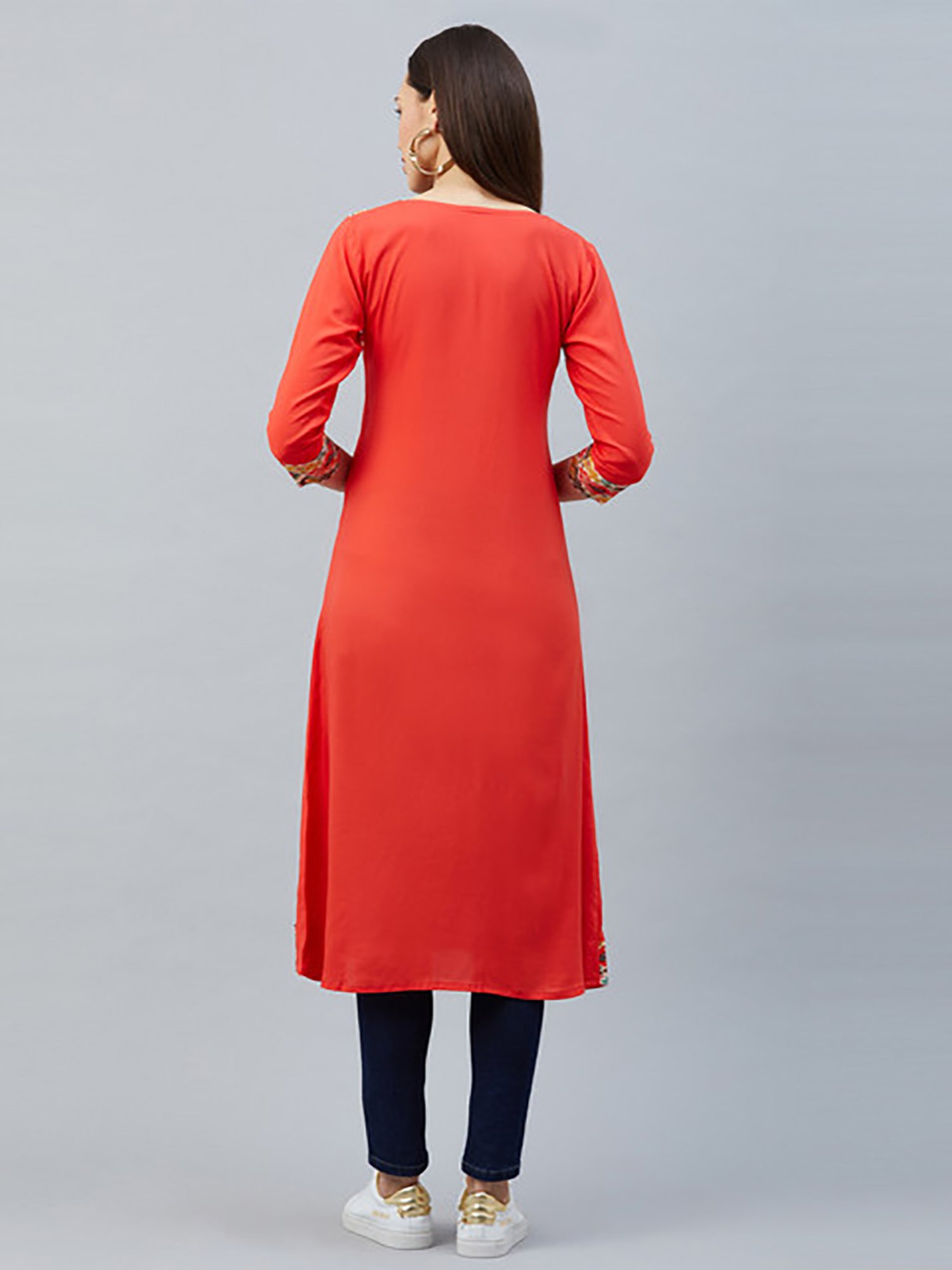 Skylee Orange A Line Kurti